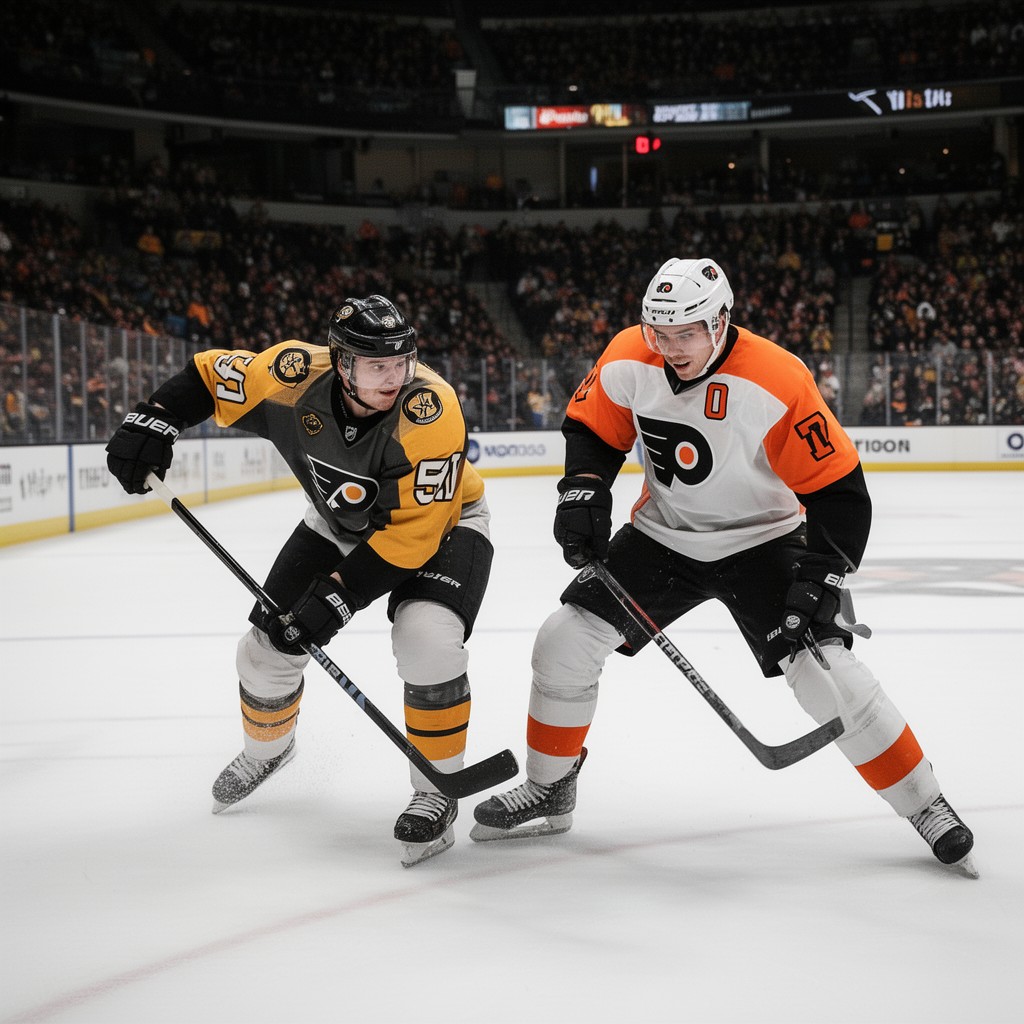 AI-generated illustration of Philadelphia Flyers–Pittsburgh Penguins rivalry