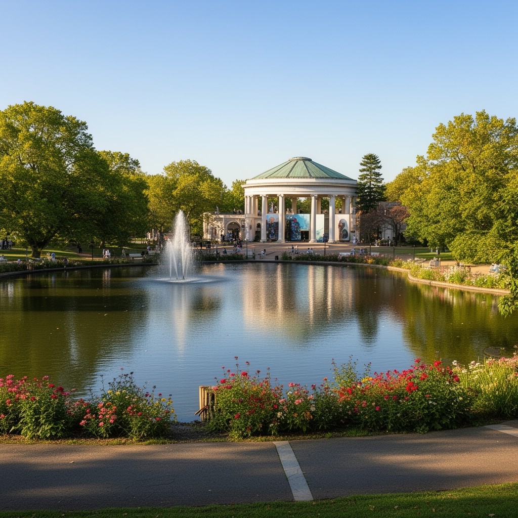 AI-generated illustration of Heckscher Park (Huntington, New York)