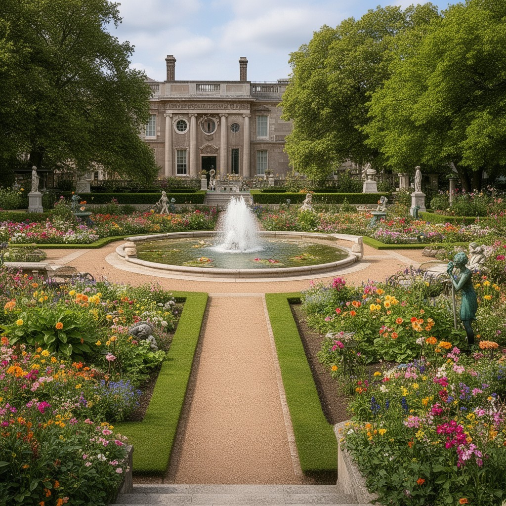 AI-generated illustration of Sunken Garden