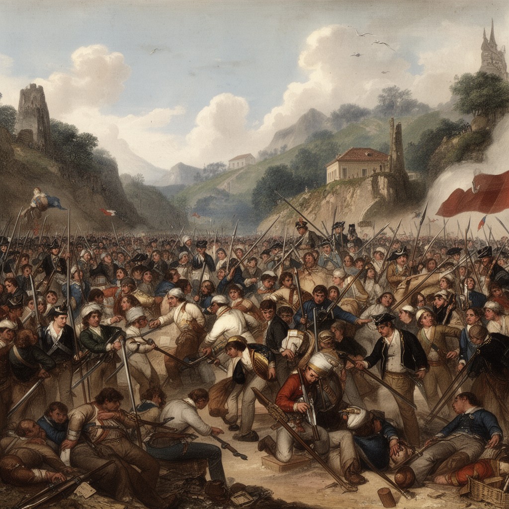 AI-generated illustration of French invasion of northern Spain (1719)
