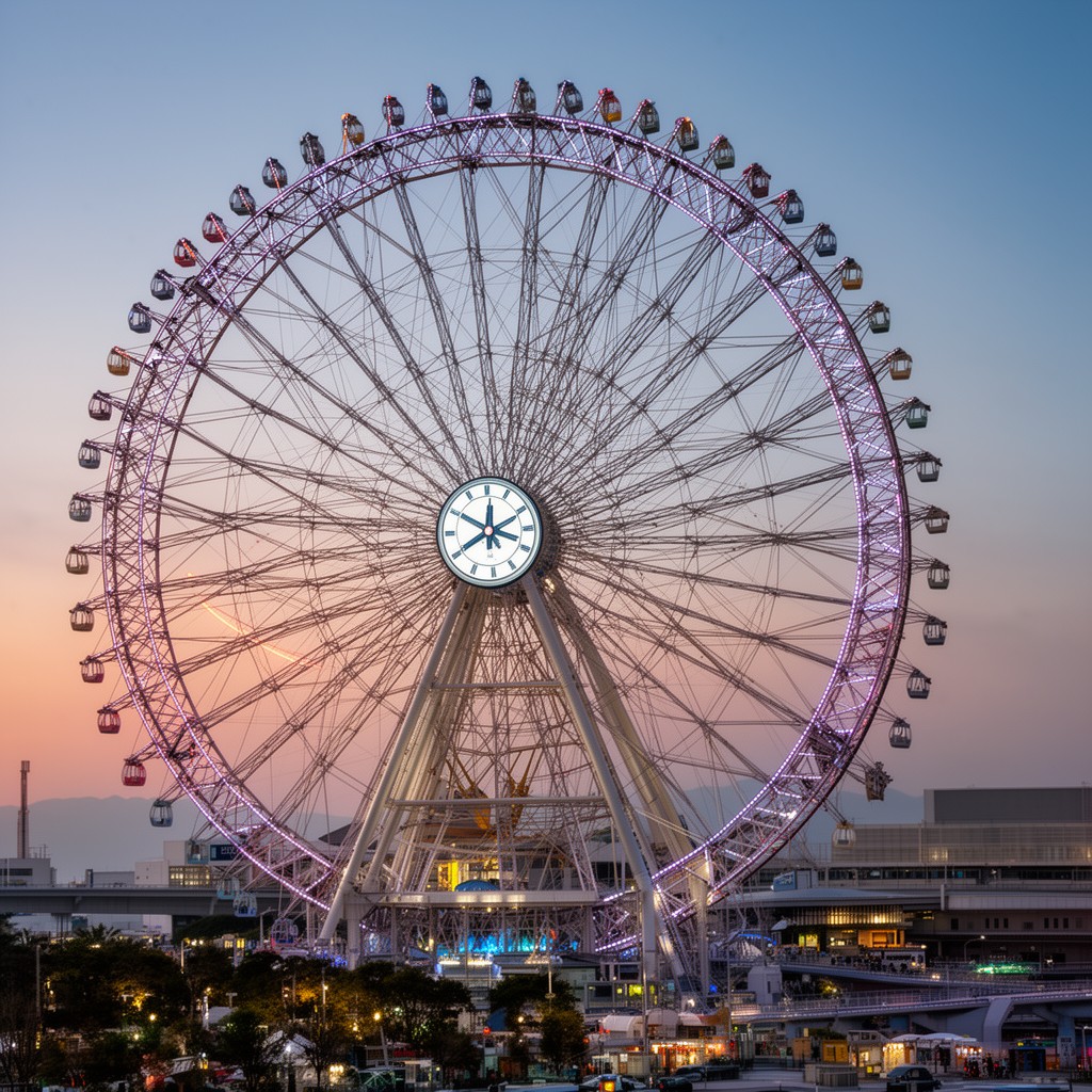 AI-generated illustration of Cosmo Clock 21 Ferris wheel