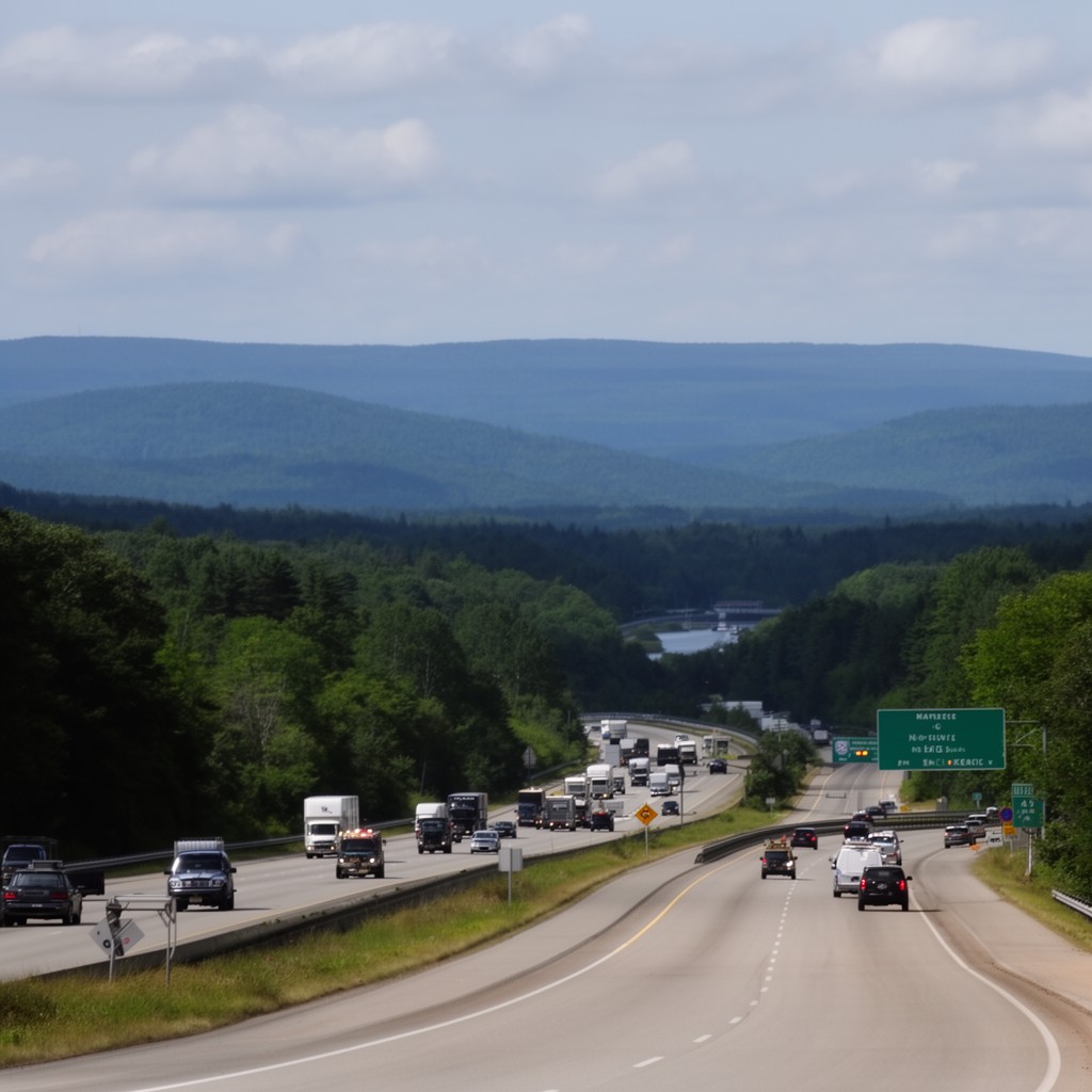 AI-generated illustration of Interstate 95 near Newport, Maine