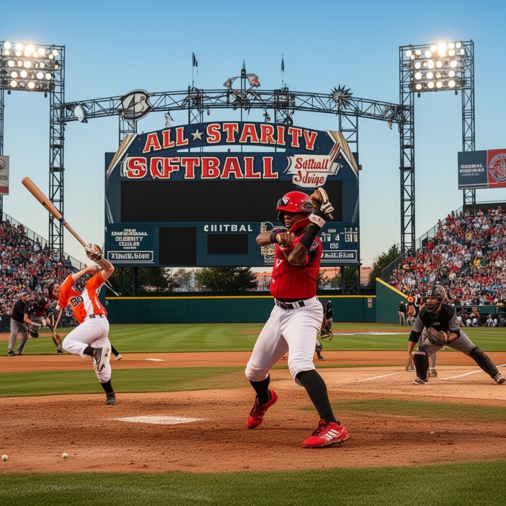 AI-generated illustration of All-Star Celebrity Softball Game (associated event)