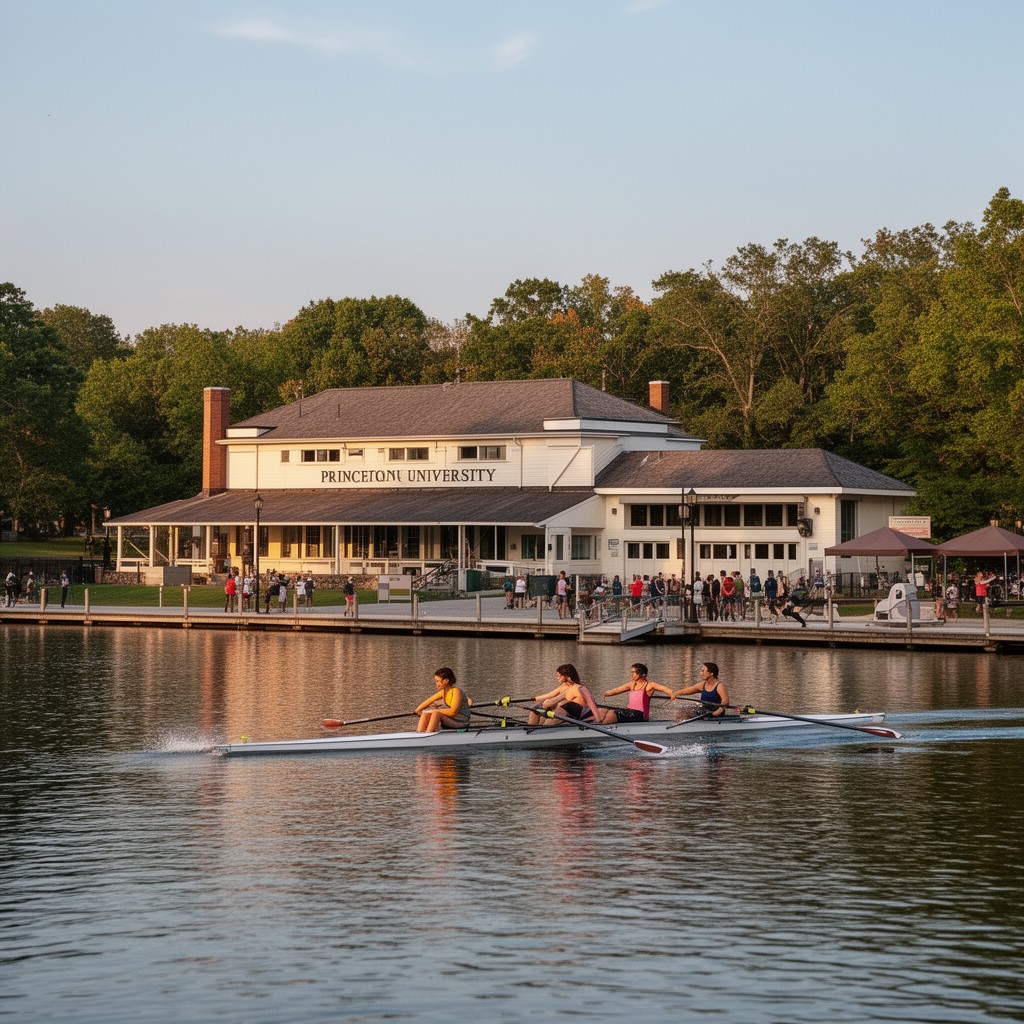 AI-generated illustration of Princeton University boathouse