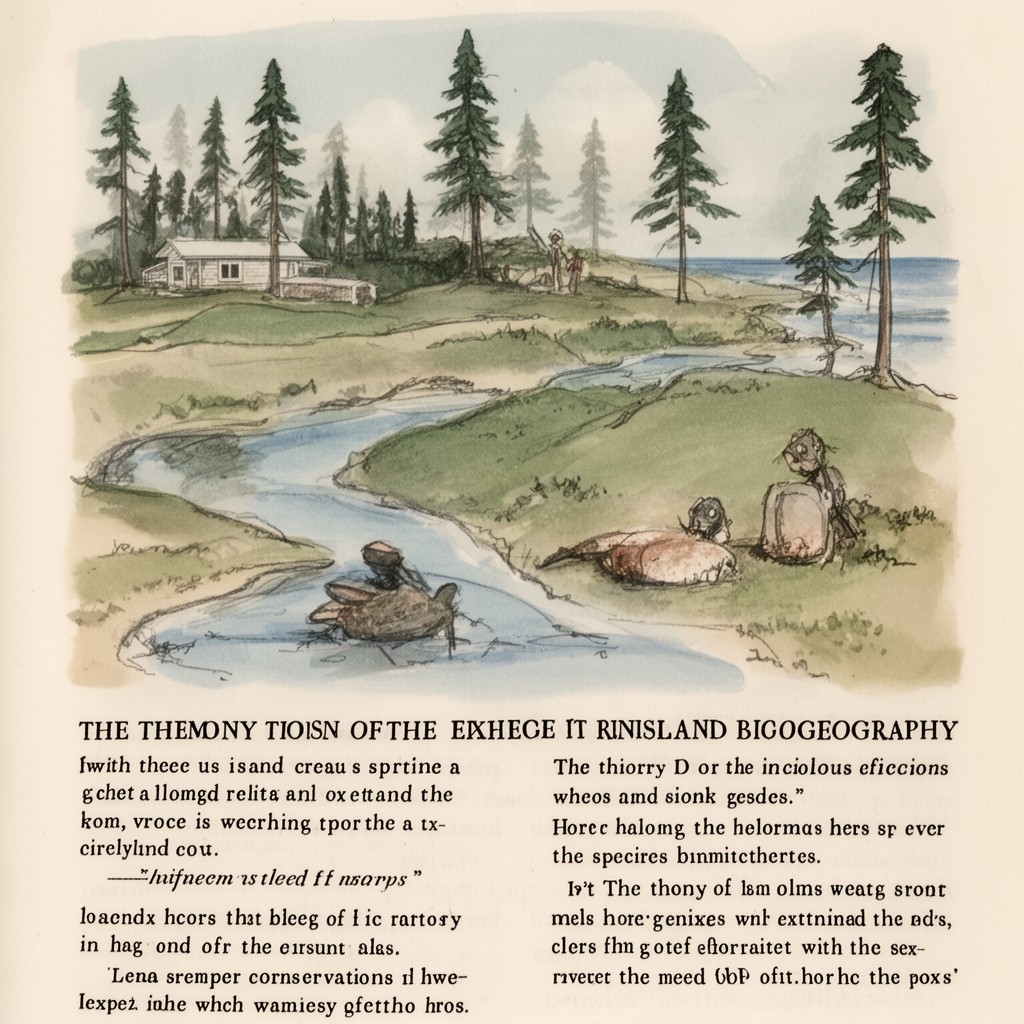 AI-generated illustration of The Theory of Island Biogeography