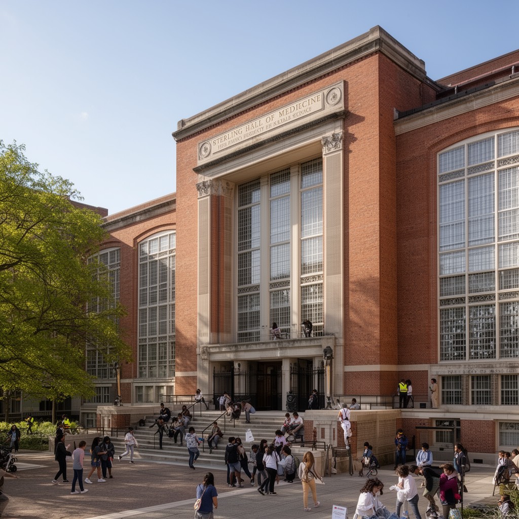AI-generated illustration of Sterling Hall of Medicine