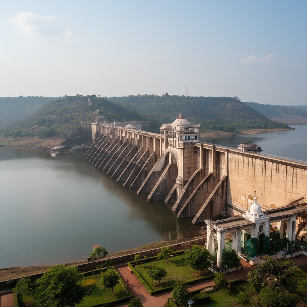 AI-generated illustration of Krishna Raja Sagara Dam