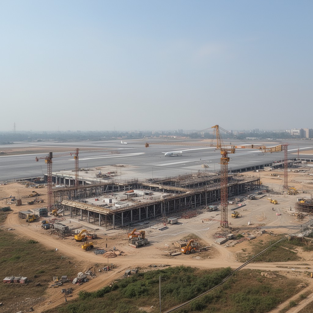 AI-generated illustration of Noida International Airport (under construction)