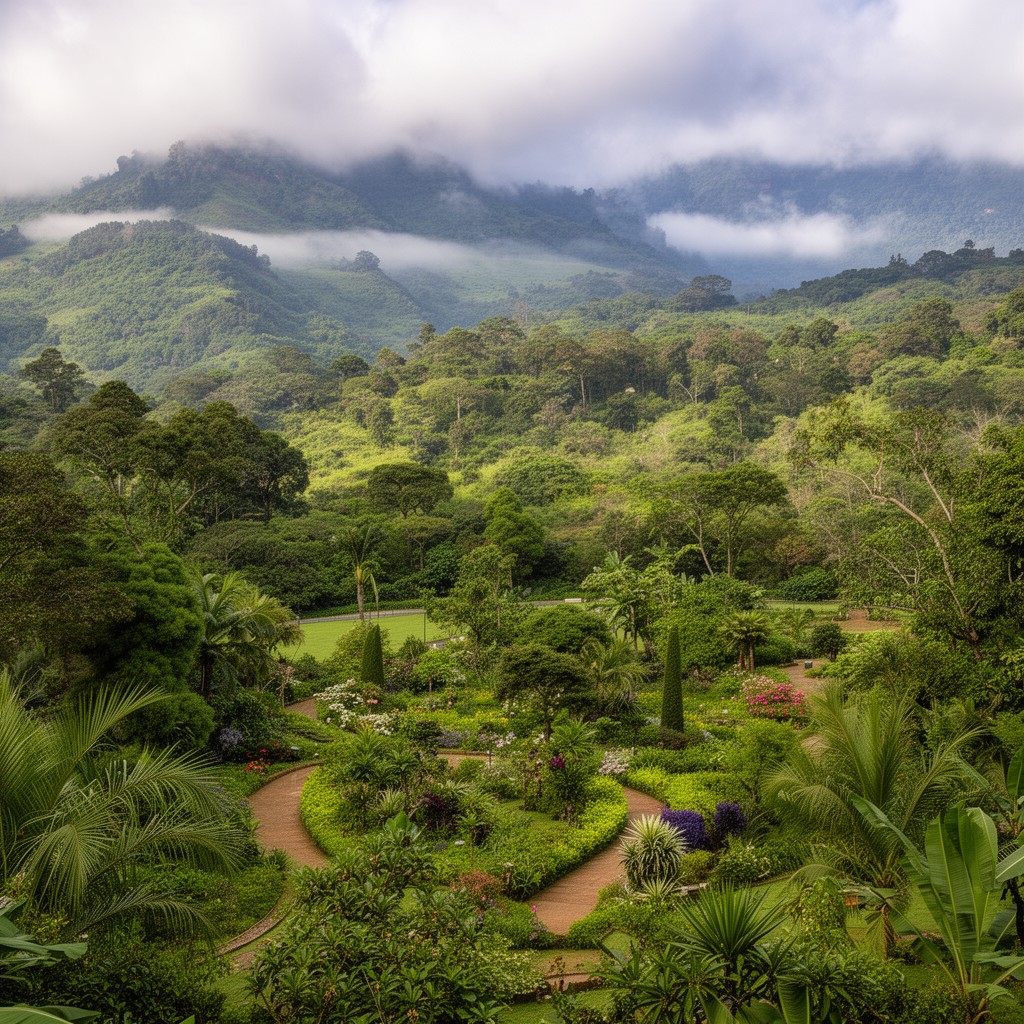 AI-generated illustration of Vumba Botanical Gardens