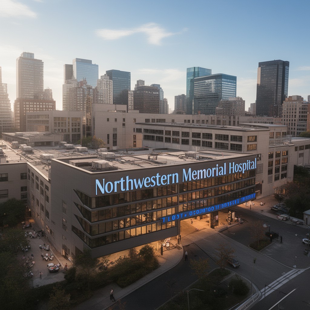 AI-generated illustration of Northwestern Memorial Hospital