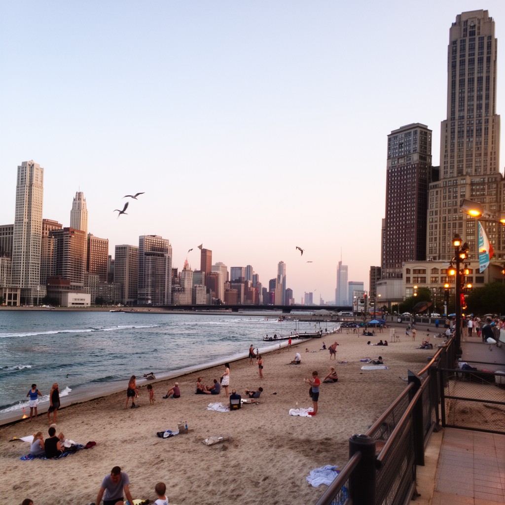AI-generated illustration of Ohio Street Beach