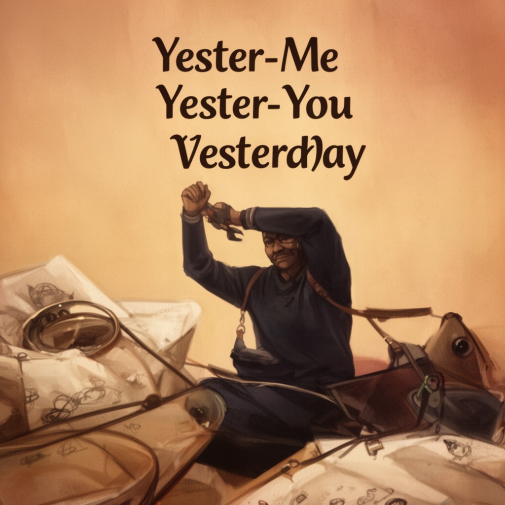 AI-generated illustration of Yester-Me, Yester-You, Yesterday