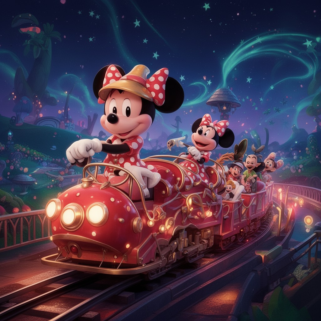 AI-generated illustration of Mickey and Minnie's Runaway Railway