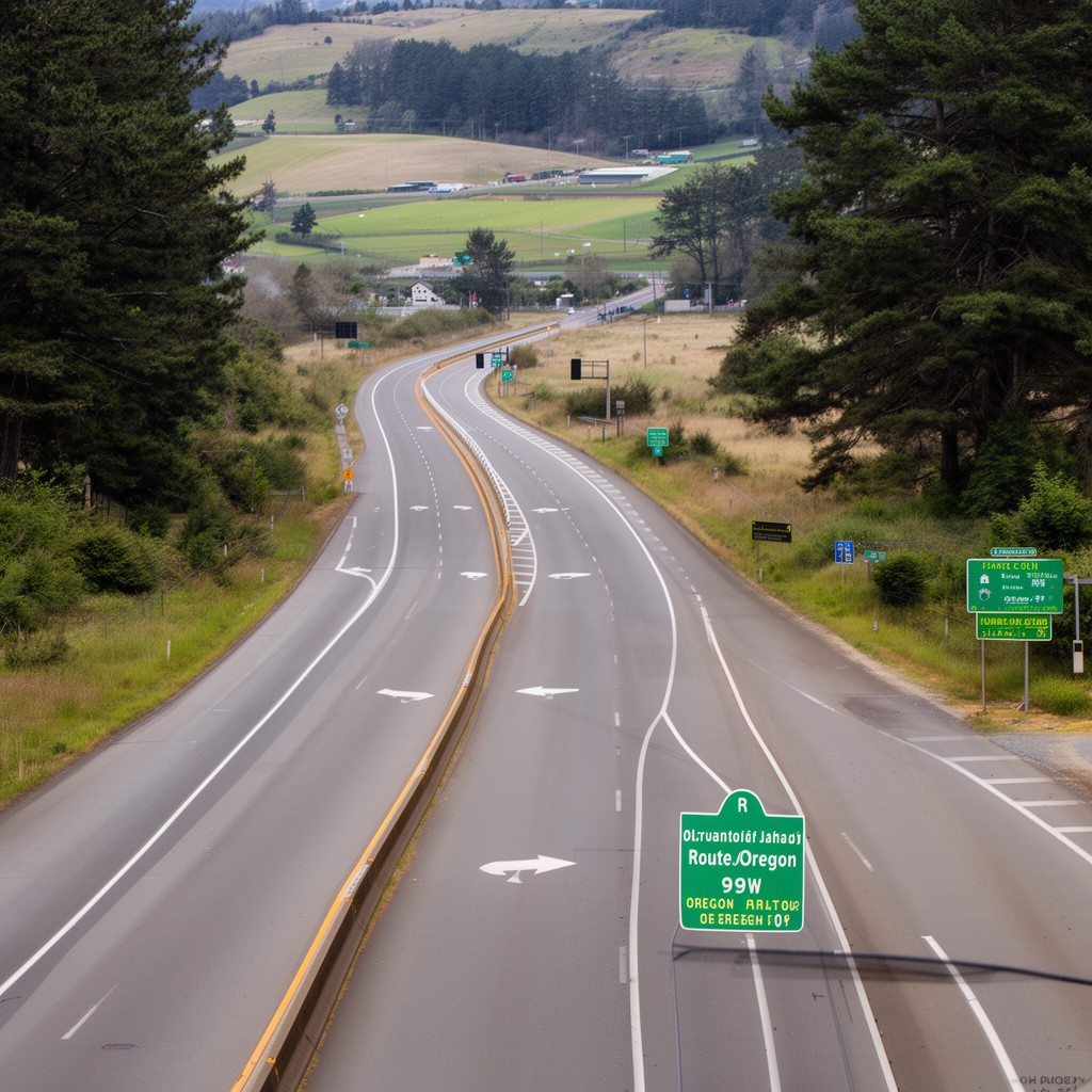 AI-generated illustration of Oregon Route 99W