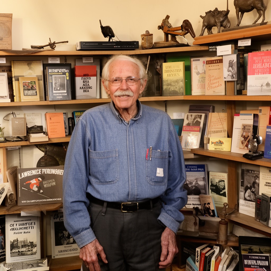 AI-generated illustration of Lawrence Ferlinghetti