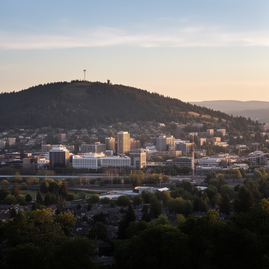 AI-generated illustration of Marquam Hill