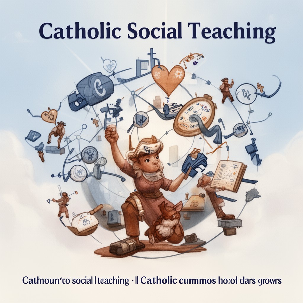 AI-generated illustration of Catholic social teaching