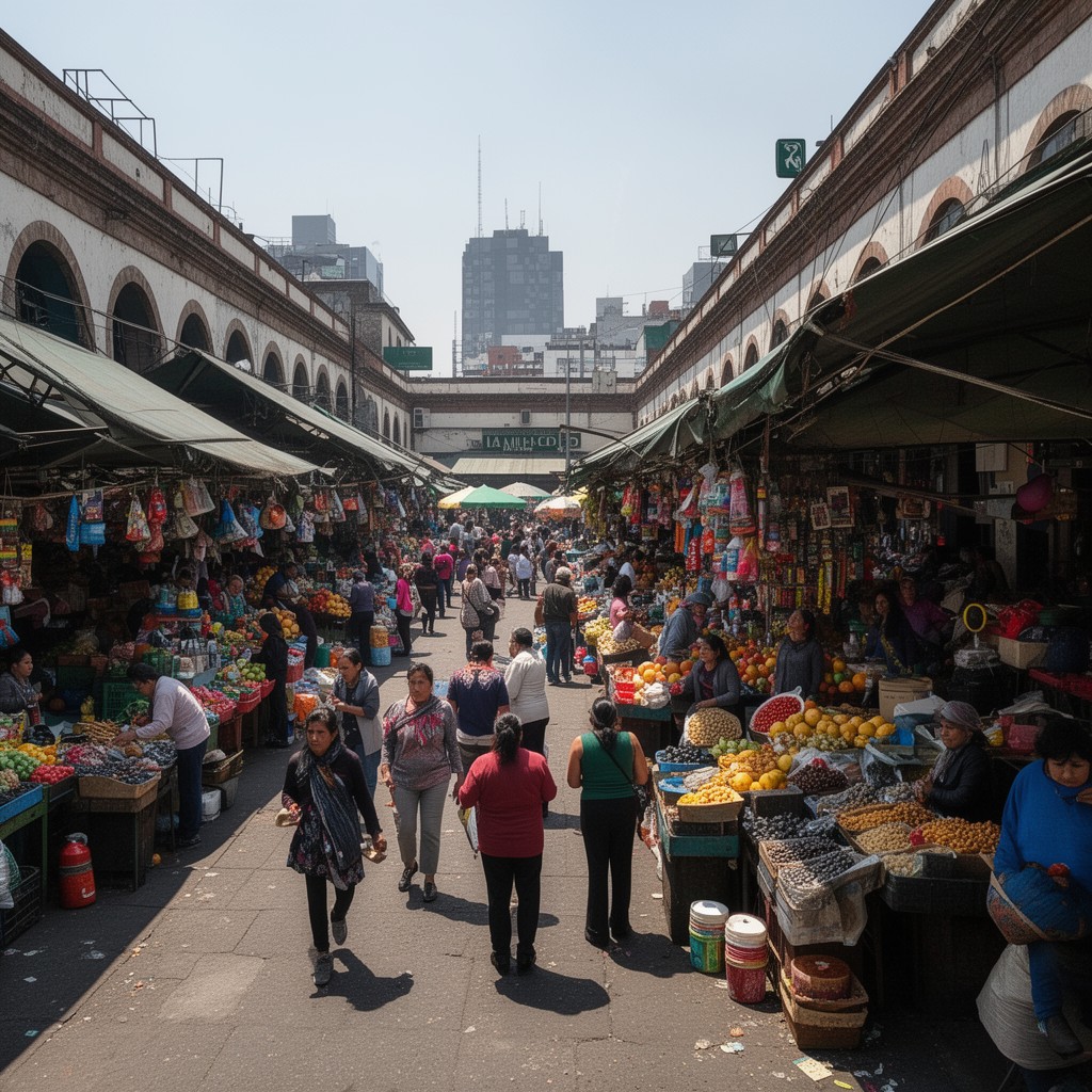 AI-generated illustration of La Merced Market