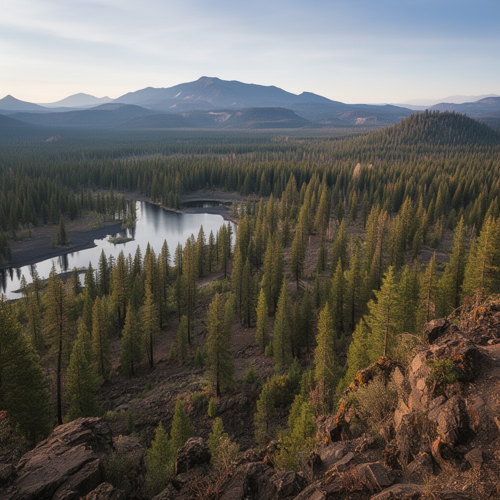 AI-generated illustration of Lassen National Forest (surrounding lands)