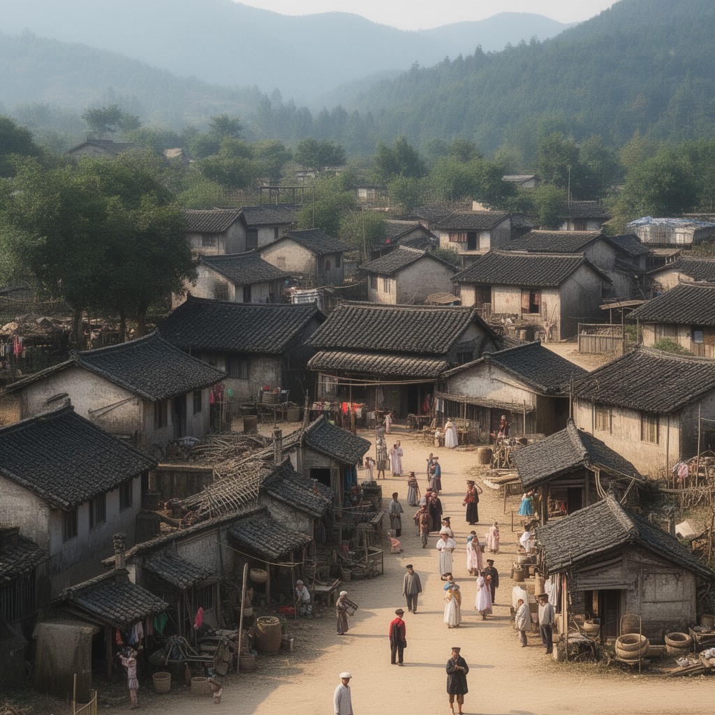 AI-generated illustration of Shaoshan, Hunan, Qing Empire