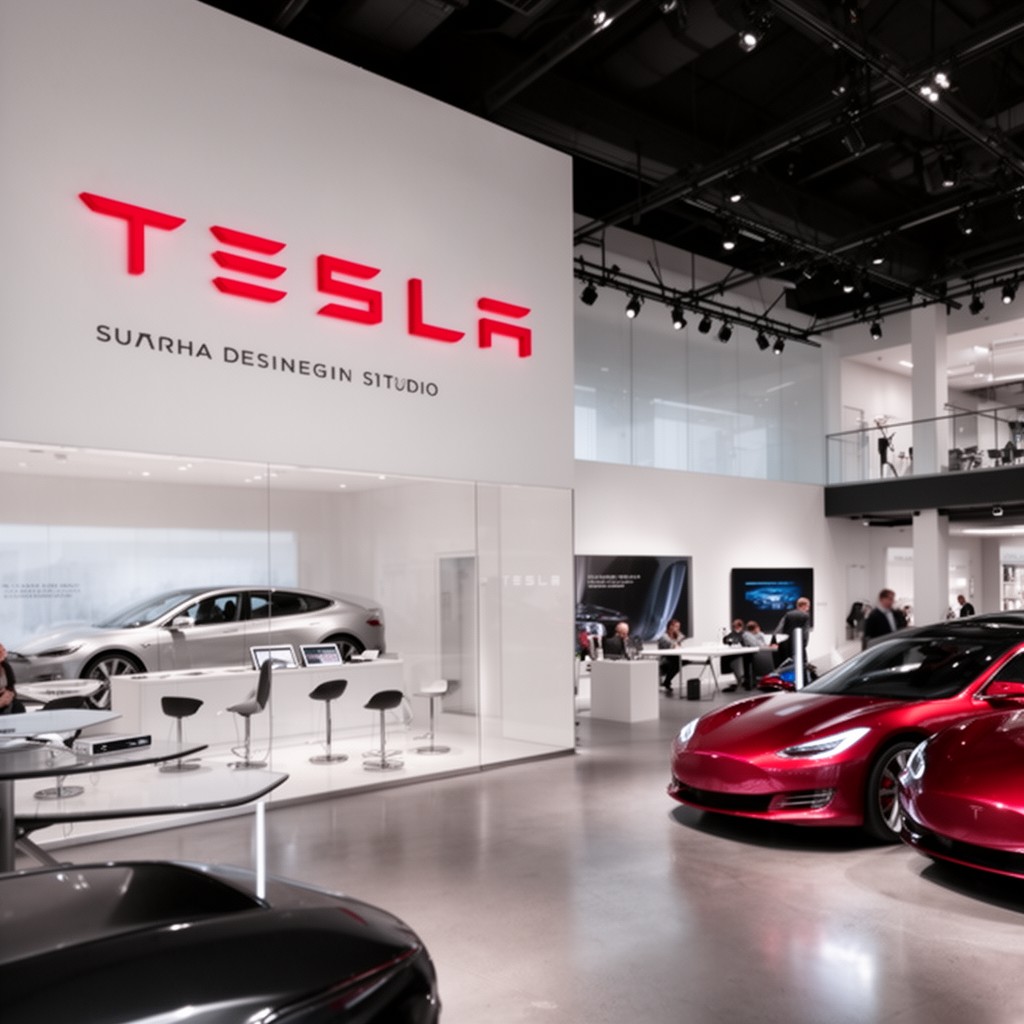 AI-generated illustration of Tesla Design Studio, Los Angeles area