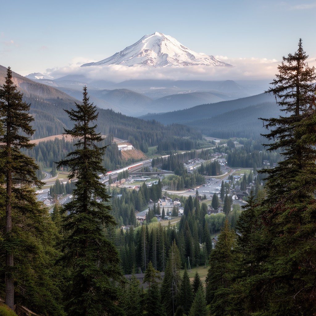 AI-generated illustration of Mount Hood Scenic Byway