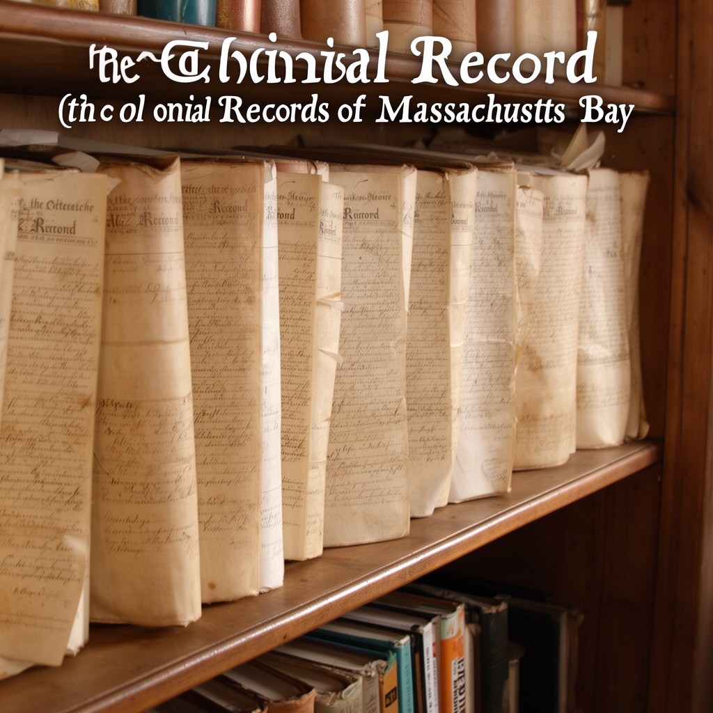 AI-generated illustration of colonial records of Massachusetts Bay