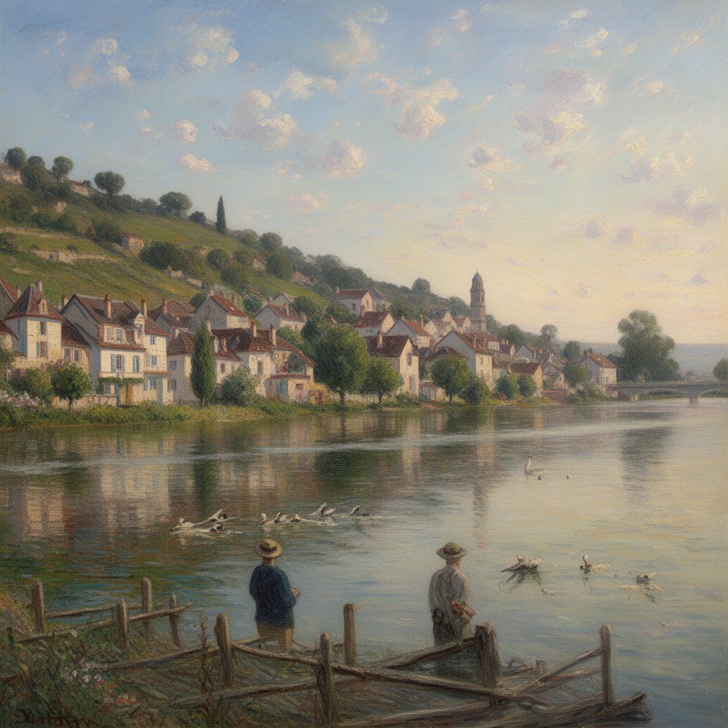 AI-generated illustration of Vétheuil, France