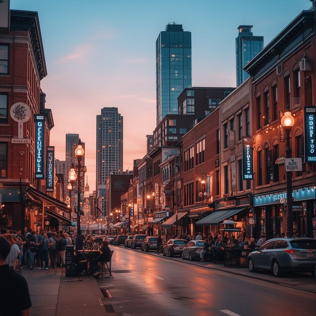 AI-generated illustration of Greektown, Chicago