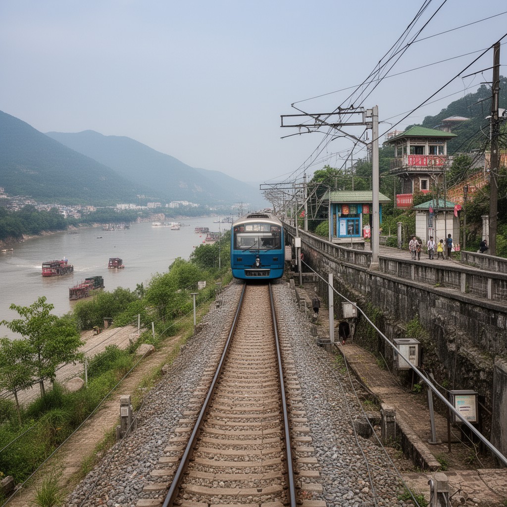 AI-generated illustration of Wuhan–Yichang Railway