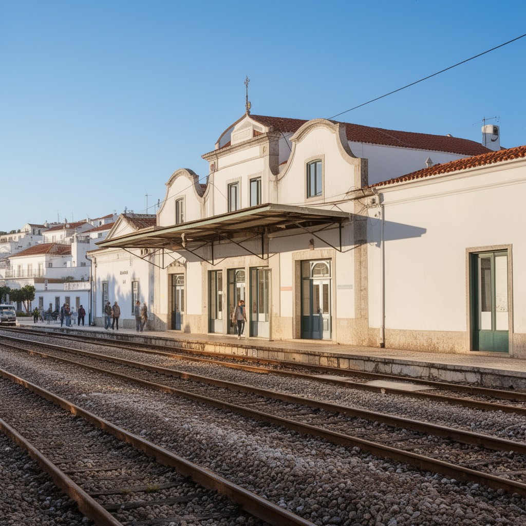 AI-generated illustration of Tavira railway station