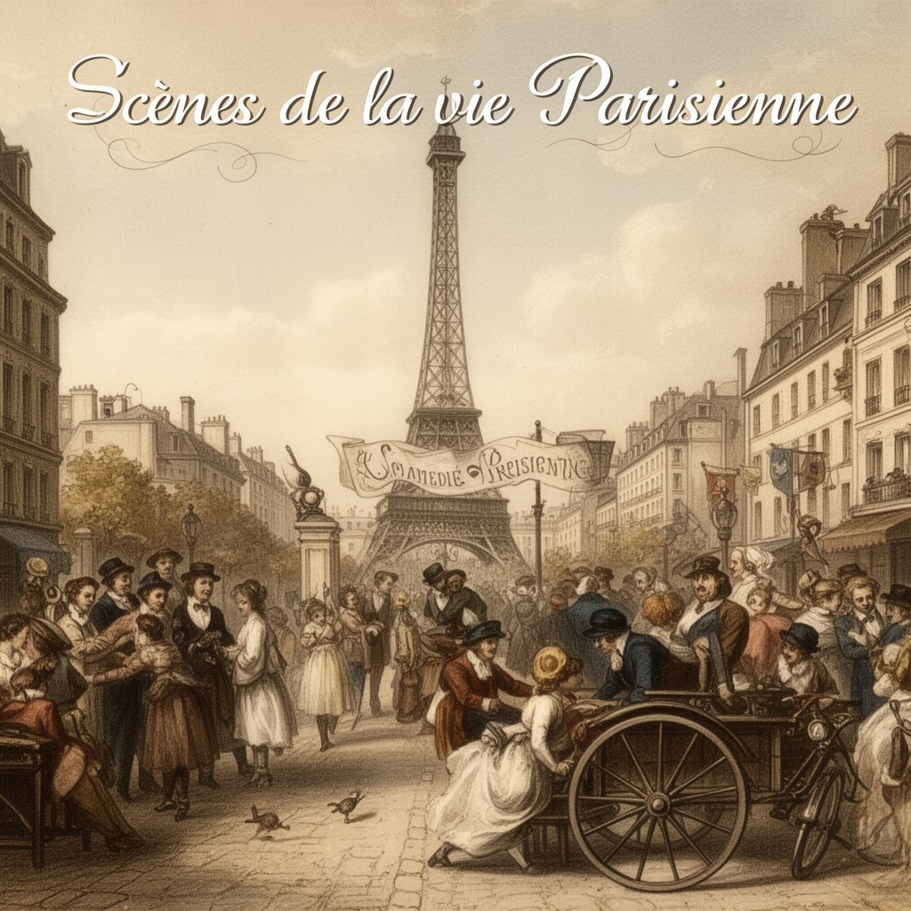 AI-generated illustration of Scènes de la vie parisienne