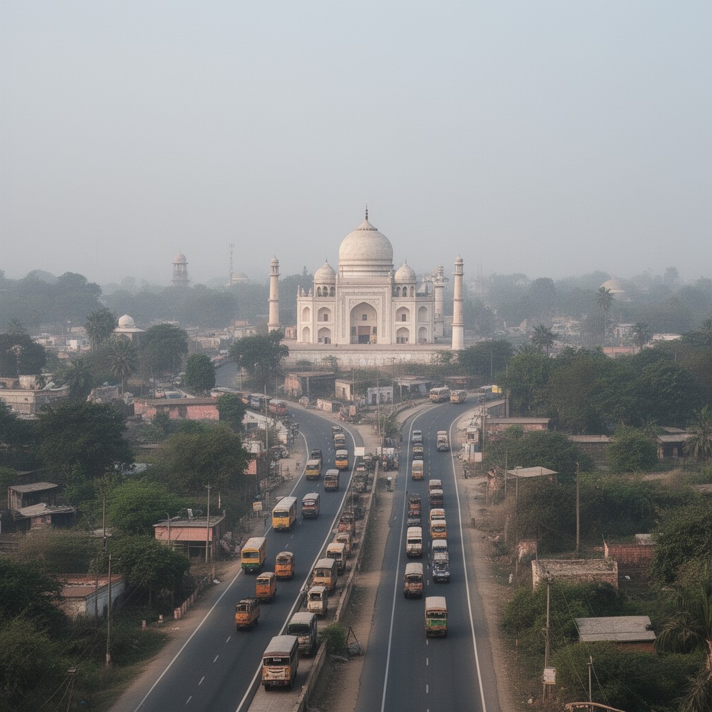 AI-generated illustration of Agra–Lucknow Expressway