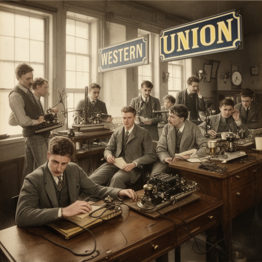 AI-generated illustration of Western Union (early career as telegraph operator)