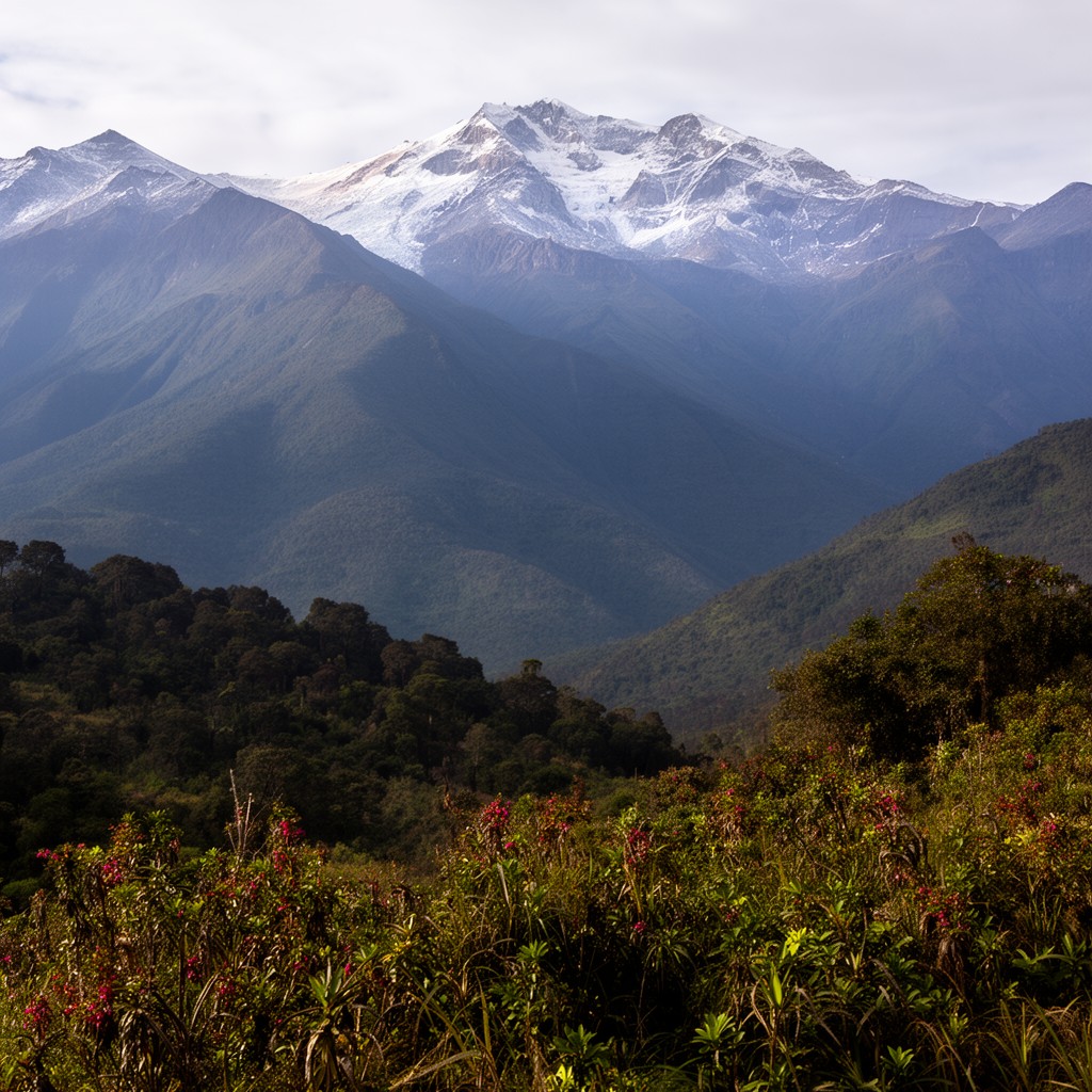 AI-generated illustration of Rwenzori Mountains