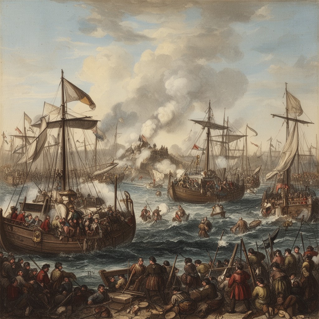 AI-generated illustration of Battle of Sluys