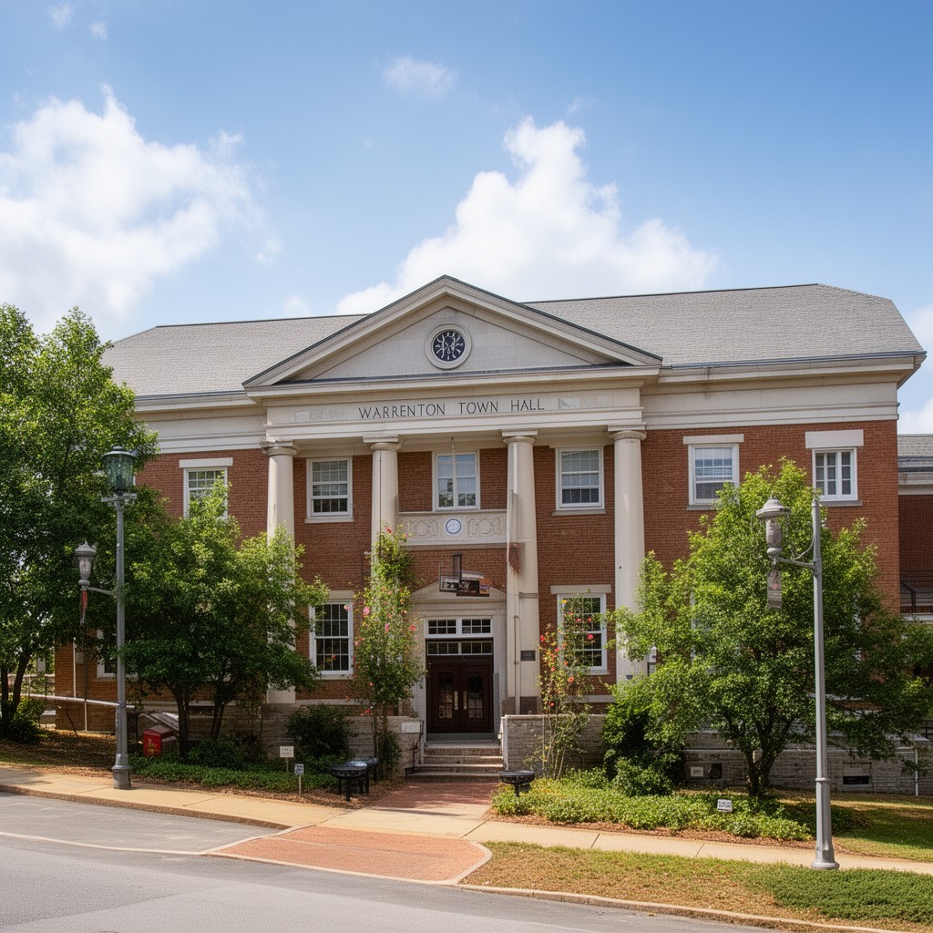 AI-generated illustration of Warrenton Town Hall