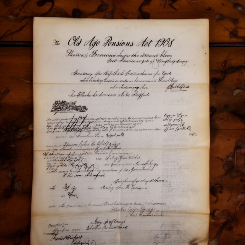 AI-generated illustration of Old Age Pensions Act 1908