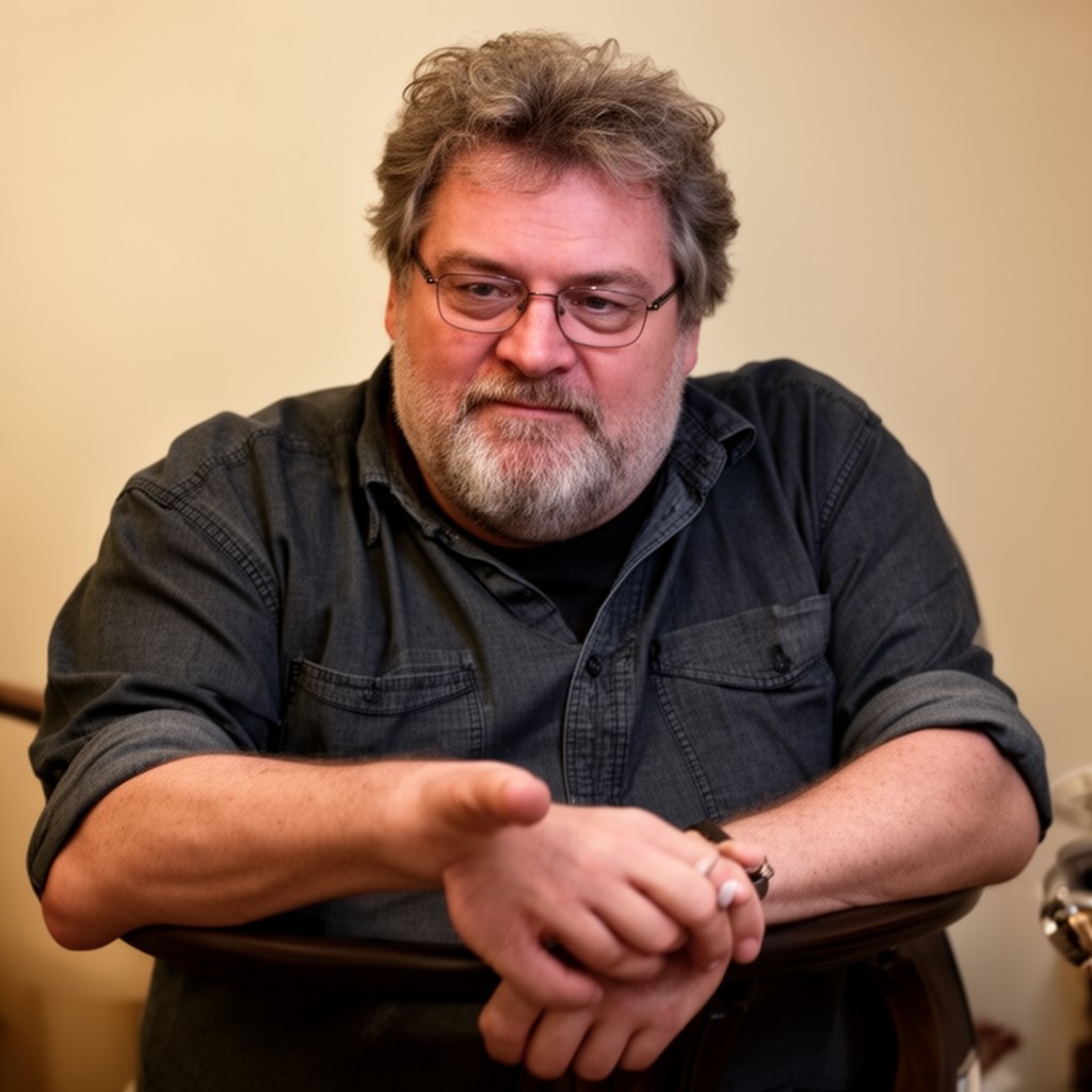 AI-generated illustration of Michael Moore