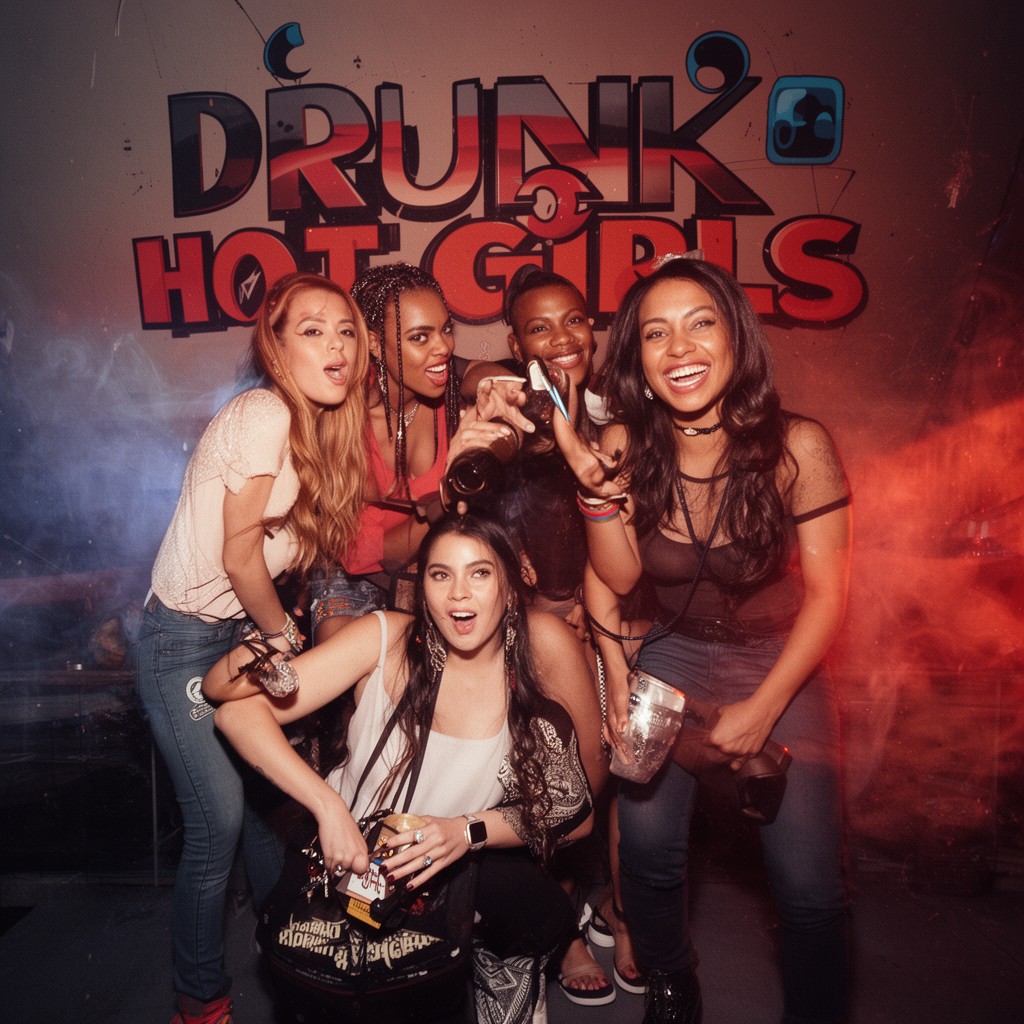 AI-generated illustration of Drunk and Hot Girls