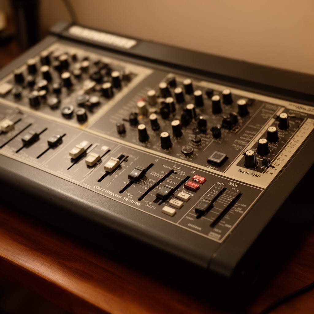 AI-generated illustration of Roland TR-808 drum machine
