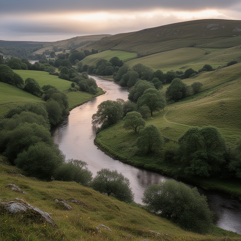AI-generated illustration of River Plym