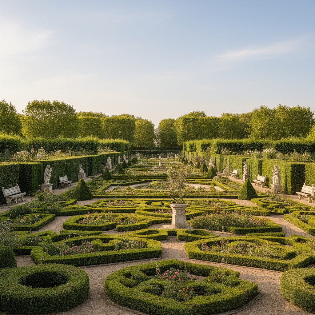 AI-generated illustration of French formal garden