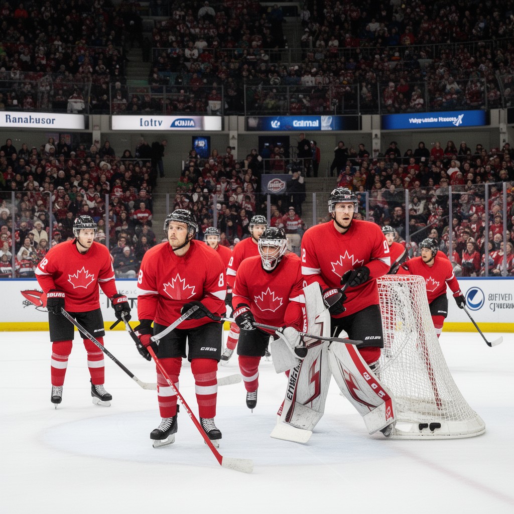 AI-generated illustration of Canada men's national junior ice hockey team