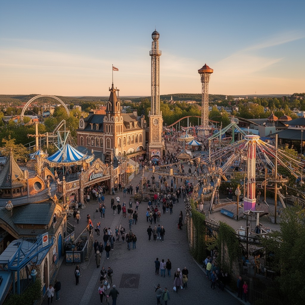 AI-generated illustration of Liseberg amusement park
