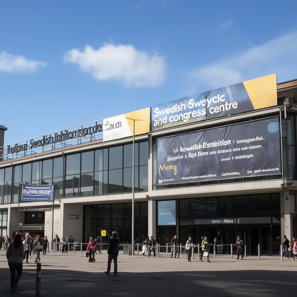 AI-generated illustration of Swedish Exhibition and Congress Centre