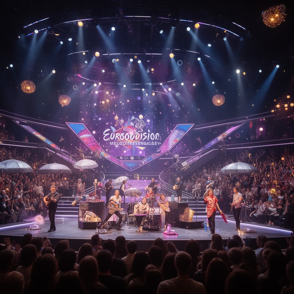 AI-generated illustration of Melodifestivalen finals