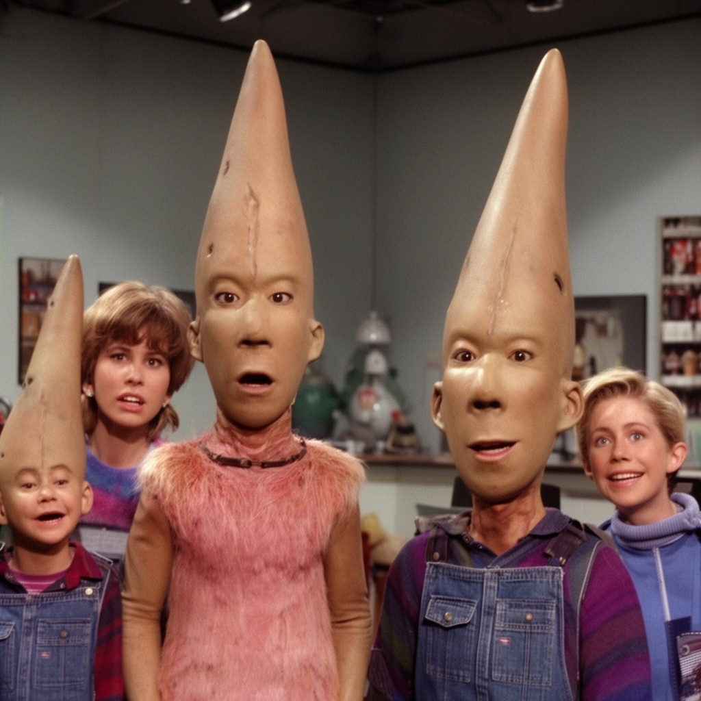 AI-generated illustration of The Coneheads