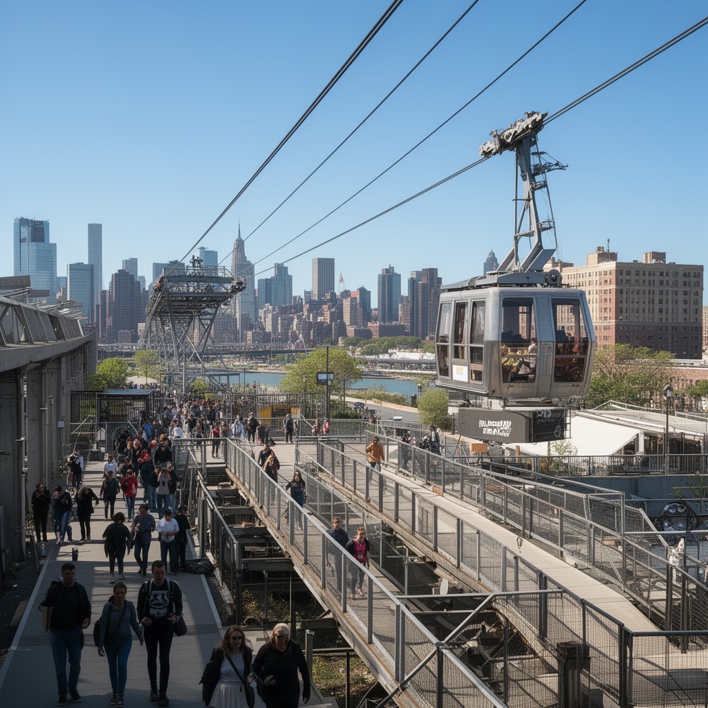 AI-generated illustration of Roosevelt Island Tramway