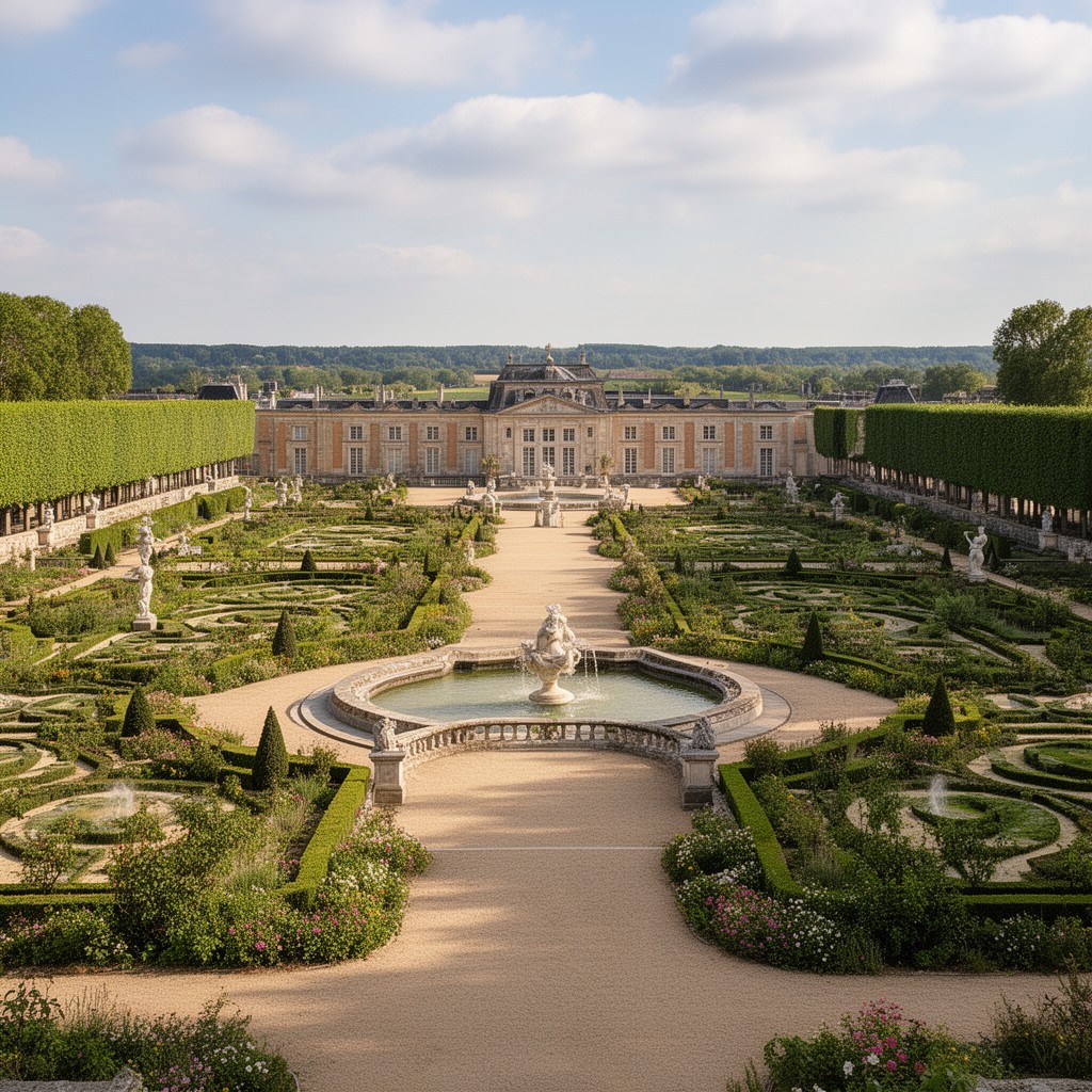 AI-generated illustration of Gardens of Vaux-le-Vicomte